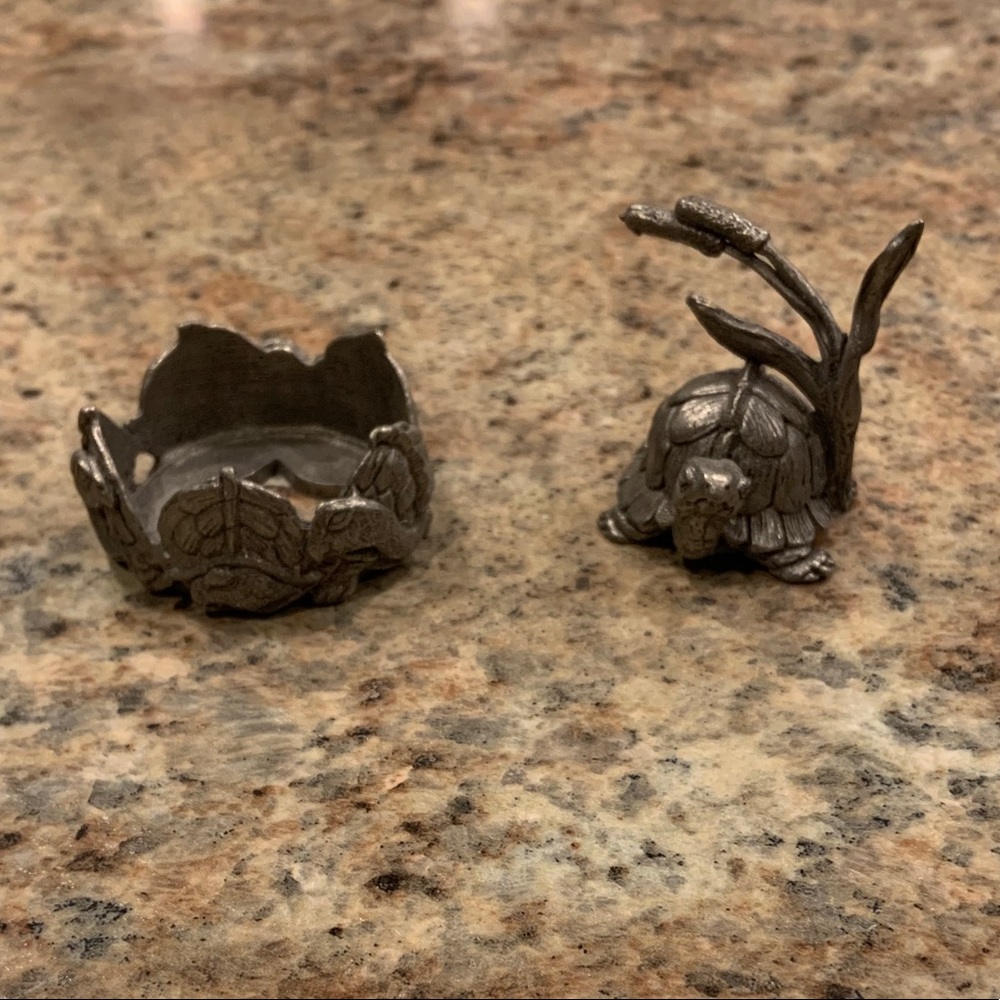 Pewter Turtle Candle Snuffer and Ring for Votive